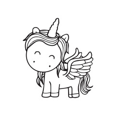 cute unicorn cartoon. Cute Cartoon Unicorns isolated on a white background. kids, greeting card, baby shower girl, fabric.