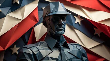 Memorial Day / Veterans Day Poster Origami Style - obrazy, fototapety, plakaty