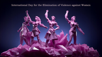International Day for the Elimination of Violence against Women Poster, Origami Style