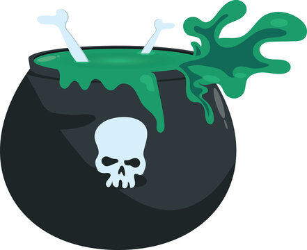 Happy Halloween witch cauldron pot poison pot vector illustration isolated on white background can use for graphic element.