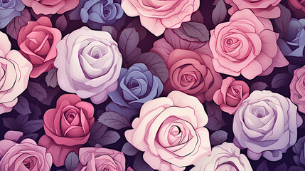 background with pink and violet roses