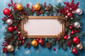 Fototapeta na wymiar Merry Christmas sign banner frame with empty space. ai generative