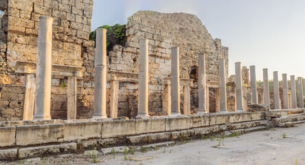 Obraz premium Ruins of the ancient Lycian city Perge located near the Antalya city in Turkey turkiye, GO Everywhere