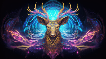 spirit animal elk stag shamanism spiritual - by generative ai