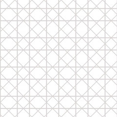 Subtle square grid vector seamless pattern. Abstract linear geometric texture with thin diagonal, vertical and horizontal crossing lines, mesh, lattice, grill. Simple minimal gray and white background