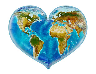 Heart shaped red earth isolated on transparent background. 3D illustration