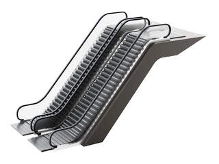 Escalator isolated on transparent background. 3D illustration