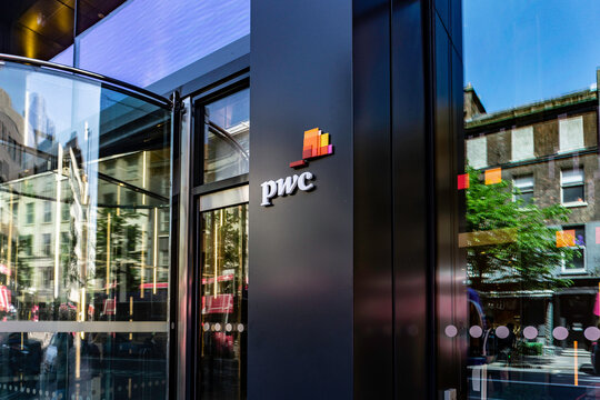 The offices of Price, Waterhouse, Coppers, (PWC), in Wellington Place,  Northern Ireland. An international firm of auditors and business advisors.  .