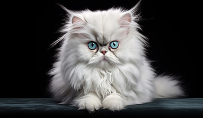 Realistic portrait of beautiful Persian cat. AI generated 