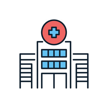 hospital building icon, red cross, blue windows clip art preview
