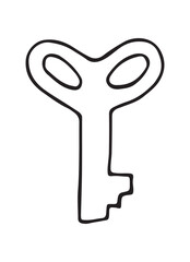 Old key house. Old key silhouette antique lock. Vector illustration