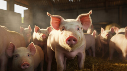 Farm-Fresh Ecology: Pigs and Piglets Thriving on a Domestic Farm, Showcasing Sustainable Agriculture Practices in Contrast to Factory Farming.