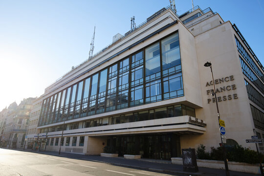 Exterior view of the building housing the headquarters of Agence France-Presse , an international general and multimedia French news agency
