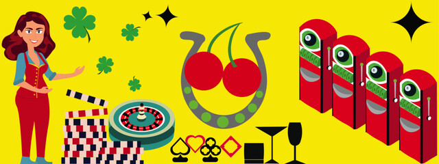 cassino themed vector, gambling, bet - obrazy, fototapety, plakaty