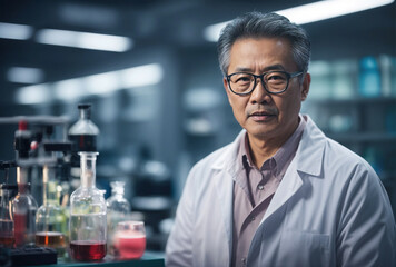 Asian male scientist portrait in the laboratory