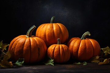 pumpkins on black background
