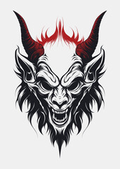Fototapeta premium Illustration of evil and horror demons and dark forces colors red and black on light background