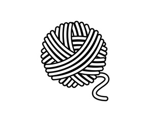 Yarn ball icon. Black line icon, illustration.