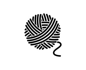 Yarn ball icon. Black line icon, illustration.