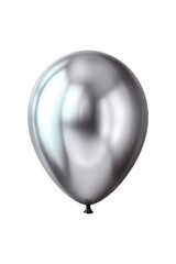 Silver metallic balloon isolated on transparent background. Generative ai