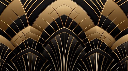 Abstract Art Deco Pattern in Gold and Black