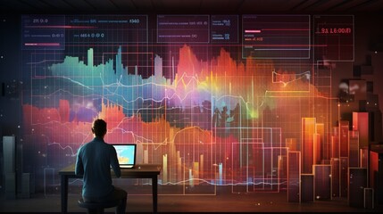 a super realistic image that eloquently illustrates the world of Data Analytics, where data is transformed into valuable insights with precision