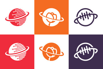 Set of globe logo design vector with creative element concept