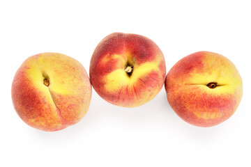 Sweet peaches on white background
