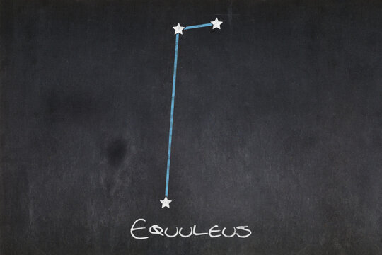 Equuleus constellation drawn on a blackboard