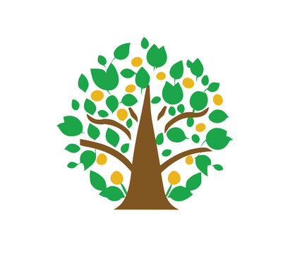 Orange tree logo image PNG creative cartoon design