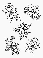 Tattoo flower outline for decoration Vector SVG