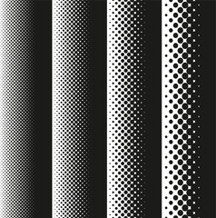 Halftone dots pattern gradient set in vector format. 45 degree angled halftone dots. - 653475397