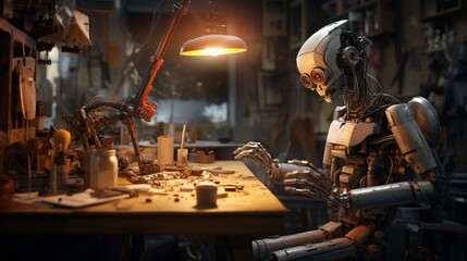 Fototapeta na wymiar a super realistic image that beautifully embodies the world of Robotics, where precision engineering and automation converge with artistic grace