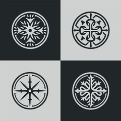 Monochrome ethical pattern and round shape ornament