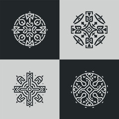 Monochrome ethical pattern and round shape ornament