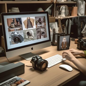 Unique Art Concept on E-commerce: A Dynamic Illustration of Online Shopping and Digital Marketing Strategies Transforming Traditional Business into an Evolving E-business Generative AI