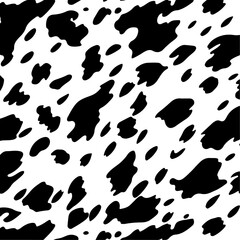 Random Black Spots Forming a Vector Seamless Pattern. A Seamless Banner Decorated with Brush Irregular Black Smears. A Unique Ornament that Resembles the Skin of a Spotted Cow or Dalmatian