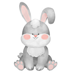 Watercolor Woodland Cute Bunny Rabbit