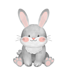 Obraz premium Watercolor Woodland Cute Bunny Rabbit