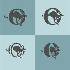 Initials Logo Design Alphabet Letter O Kangaroo Logo Design Concept