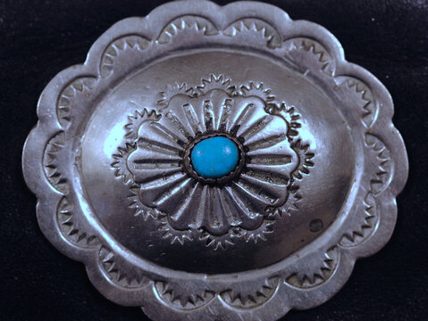 concho with turquoise center