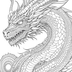 Fototapeta premium Enchanting Dragon Coloring Book Pages for Creative Adventures