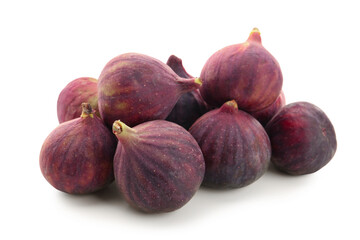 Fresh ripe figs on white background