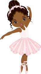 Vector Beautiful African American Ballerina Dancing
