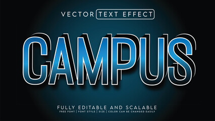 Obraz premium 3D Text Effect _Fully Editable and Scalable Vector (Campus)