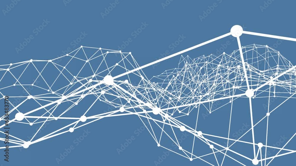 Poster gray-blue background or screensaver for a montage of polygonal lines and dots. dynamic grid. renderi