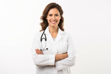Fototapeta premium Portrait of smiling female doctor with stethoscope