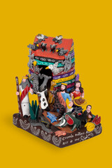 Obraz na płótnie Canvas Escultura de arcilla realizada por un artesano mexicano, de la localidad de Metepec, Estado de México. La escultura está basada en la historia bíblica del Arca de Noé.