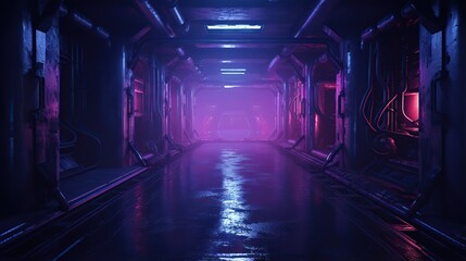 Cyberpunk underground tunnel