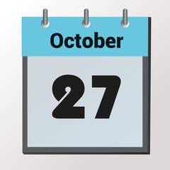 vector calendar page with date October 27, light colors
